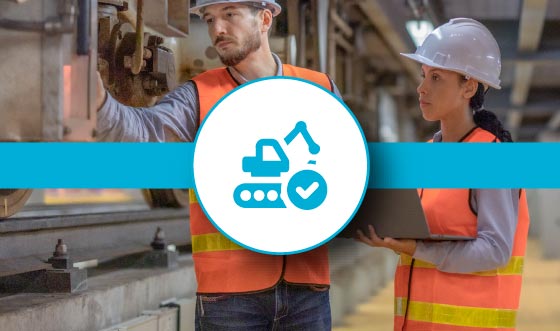 Workers using FlexManager Asset Inspections system to review equipment inspection records, monitor asset condition status, and schedule maintenance for effective plant and location management