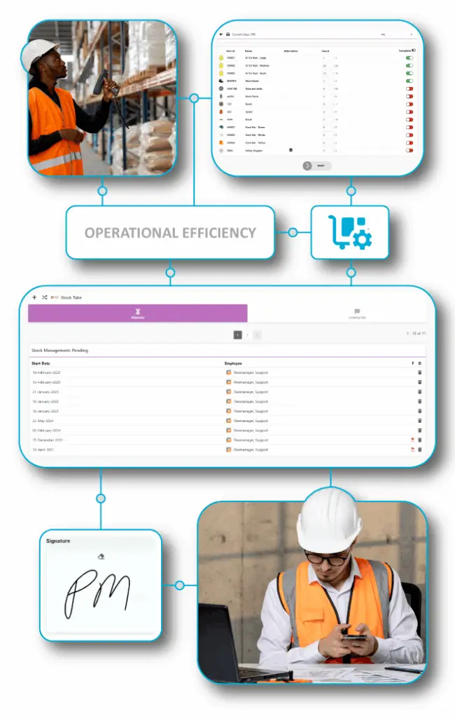 Warehouse worker scanning a barcode for accurate stock management and inventory tracking using FlexManager.
