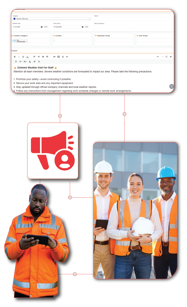 Team using FlexManager employee bulletin solution for workforce to ensure communication is clear and timely.