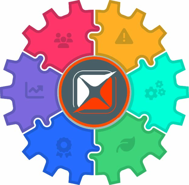 FlexManager logo enclosed within all of it's connected solutions