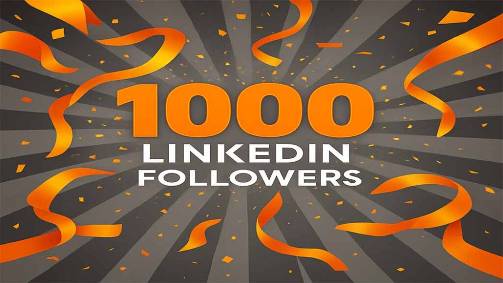 Thank you message for helping us to achieve 1000 followers on LinkedIn.