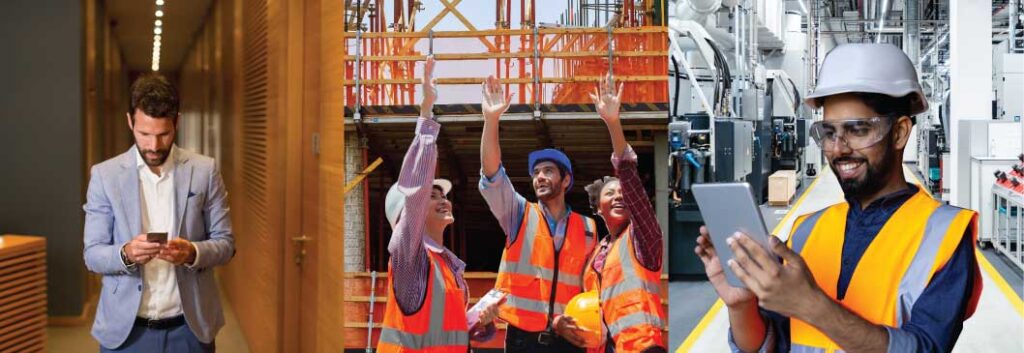 Book the demo for a multitude of environments where FlexManager can be used, such as construction sites, manufacturing floors, and in the office.