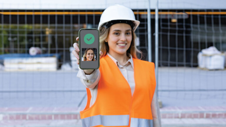 Digital Contractor Verification being received by a construction worker on their mobile device so they can access the site.