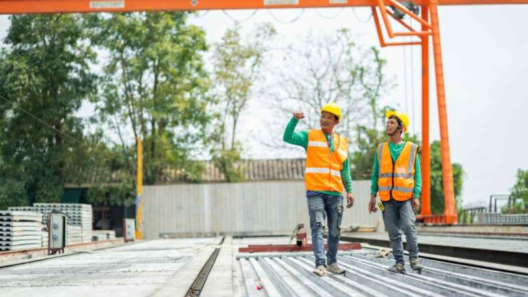 Height-safety is proving to be a critical skills gap in the UK market, reflected by two workers examining a site.