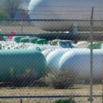 Propane tanks on a large site. Tank explosion resulted in stop work orders in Manitoba.