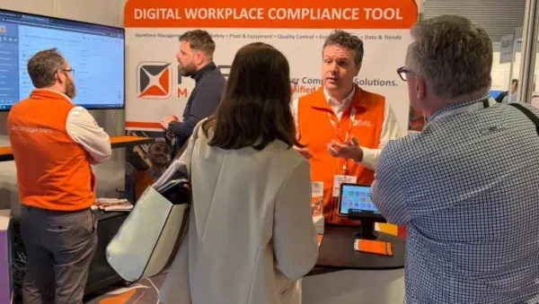 FlexManager team at the Manufacturing & Supply Chain Conference & Exhibition 2026 in Dublin, showcasing smarter compliance solutions for safety, risk, asset management and operational performance.