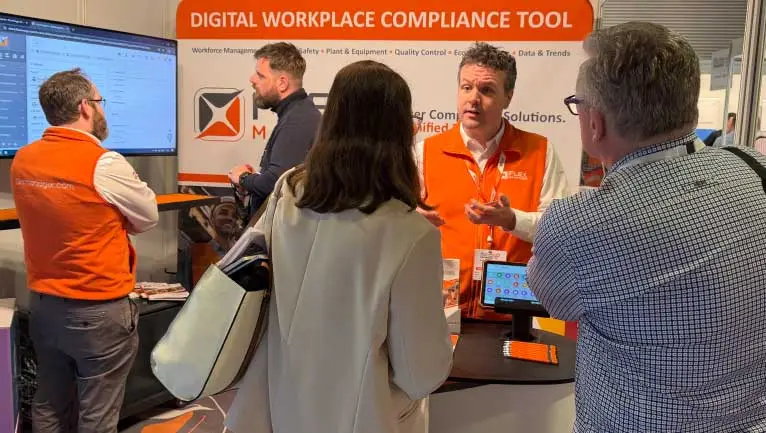 FlexManager team at the Manufacturing & Supply Chain Conference & Exhibition 2026 in Dublin, showcasing smarter compliance solutions for safety, risk, asset management and operational performance.