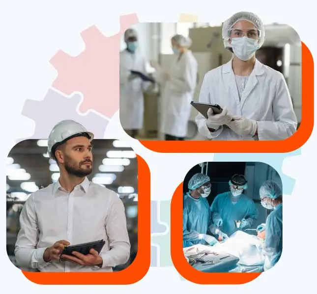 Healthcare worker managing compliance and risk assessments with FlexManager