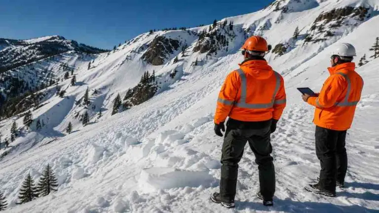 Search and rescue team responding to an avalanche linked to alleged workplace safety violations