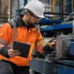 Industrial workers inspecting machinery and equipment to support compliance with EU Machinery Regulation 2027 and improve operational safety.