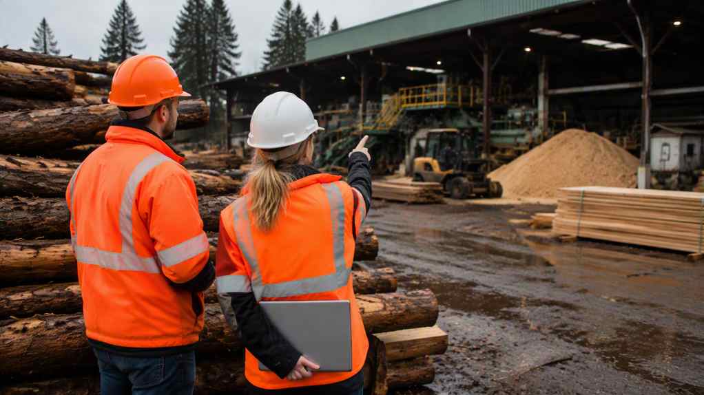 Workplace safety inspection highlighting alleged health and safety non-compliance at a Canadian lumber company