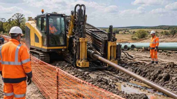 Horizontal directional drilling machine on a pipeline worksite, the source of the struck-by hazards cited in a fatal OSHA case