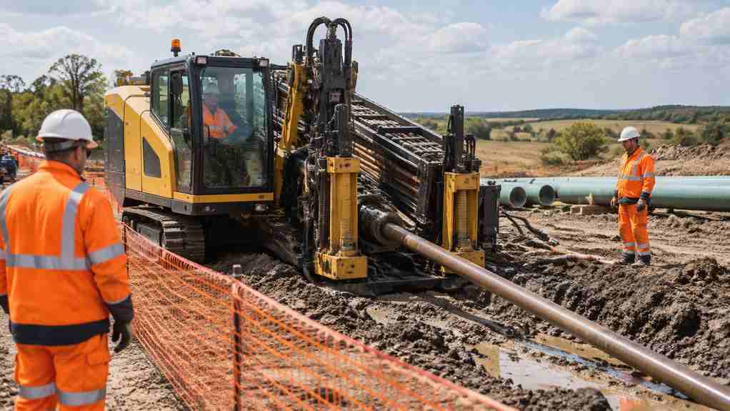 Horizontal directional drilling machine on a pipeline worksite, the source of the struck-by hazards cited in a fatal OSHA case